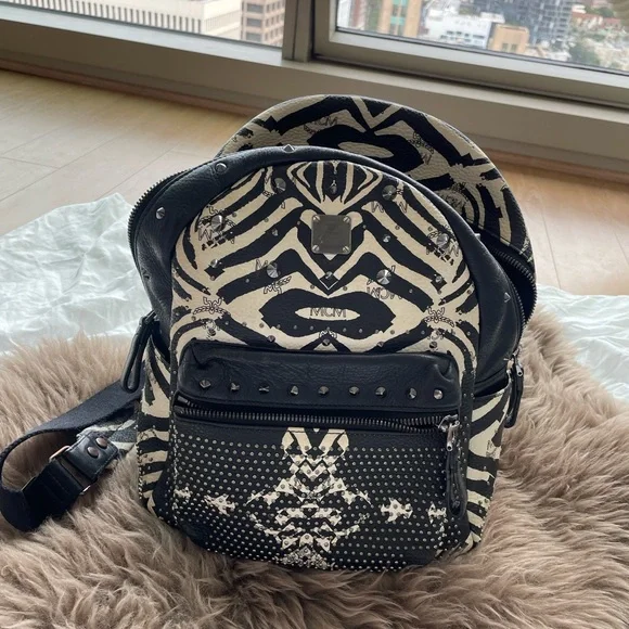 MCM | Bags | Mcm Visetos Zebra Studded Small Backpack With 
